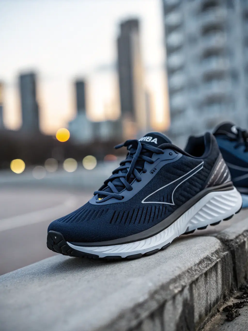 A dynamic shot of the 'Velocity' shoe in motion, highlighting its lightweight design and responsive sole, perfect for active lifestyles and urban exploration.